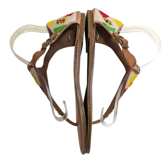 Matisse Navajo Beaded Leather Sandals Colorful Tribal Boho Womens Size 8 - Picture 6 of 9